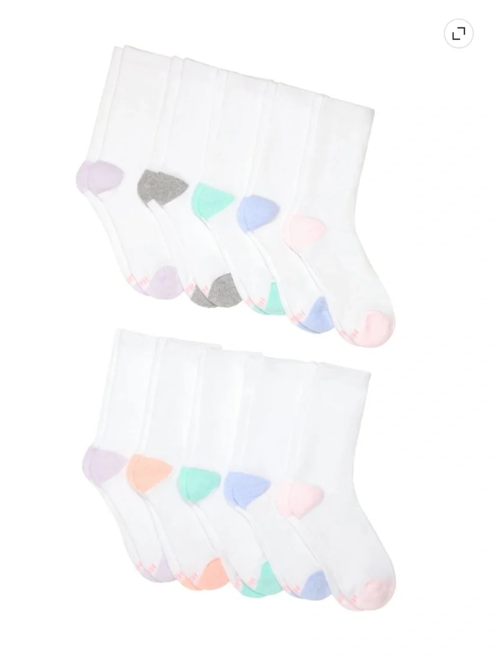 Hanes Moves Compression Arch Crew Socks - Gray & White - 10 Pack